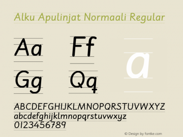Alku Apulinjat Normaali Regular Version 3.009 Font Sample