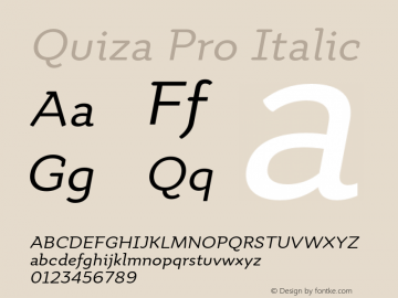Quiza Pro Italic Version 001.000 Font Sample