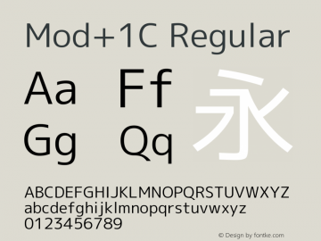 Mod+1C Regular Version 1.039 Font Sample