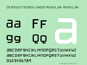 OCRXUnitedBoldW00-Regular Regular Version 4.10 Font Sample