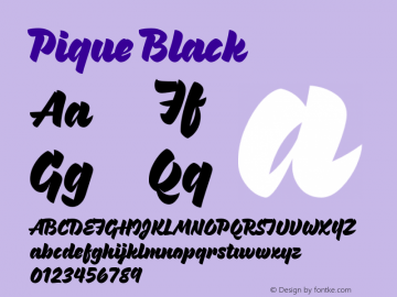 Pique Black Version 1.0 Font Sample