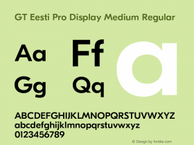 GT Eesti Pro Display Medium Regular Version 1.010;PS 001.010;hotconv 1.0.88;makeotf.lib2.5.64775 Font Sample