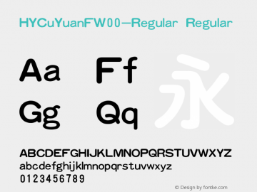 HYCuYuanFW00-Regular Regular Version 3.53 Font Sample