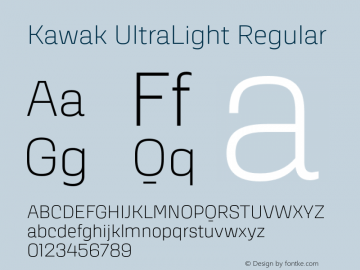 Kawak UltraLight Regular Version 1.000;PS 001.000;hotconv 1.0.88;makeotf.lib2.5.64775图片样张