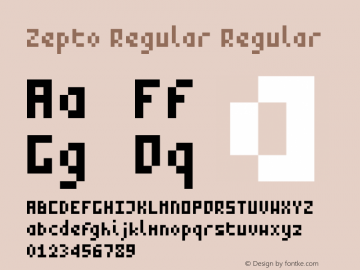 Zepto Regular Regular Version 1.200;PS 1.200;hotconv 1.0.88;makeotf.lib2.5.647800 DEVELOPMENT Font Sample