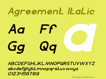 Agreement Italic Version 1.00 October 4, 2016, initial release图片样张