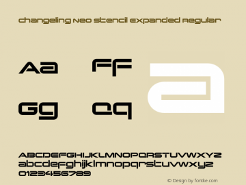 Changeling Neo Stencil Expanded Regular Version 1.004 Font Sample