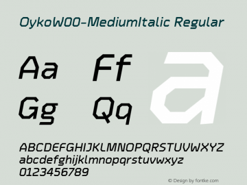 OykoW00-MediumItalic Regular Version 1.00 Font Sample