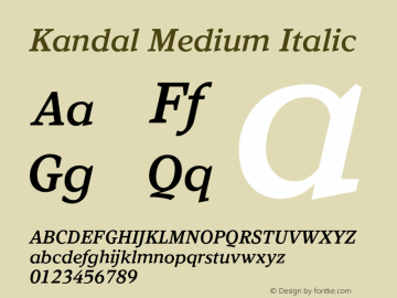 Kandal Medium Italic Version 1.004; Kandal Medium Italic图片样张