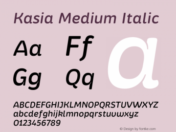 Kasia Medium Italic Version 1.100;PS 001.100;hotconv 1.0.88;makeotf.lib2.5.64775;com.myfonts.easy.rohh.kasia.medium-italic.wfkit2.version.4DV8 Font Sample