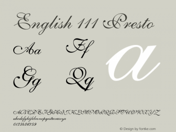 English 111 Font,English 111 Presto Font,English111PrestoBT-Regular ...