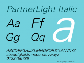 PartnerLight Italic OTF 1.0;PS 001.000;Core 116;AOCW 1.0 161图片样张
