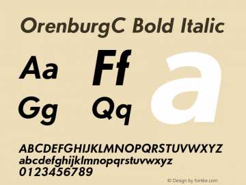 OrenburgC Bold Italic OTF 1.0;PS 001.000;Core 116;AOCW 1.0 161 Font Sample