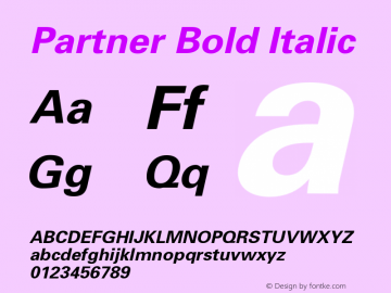 Partner Bold Italic OTF 1.0;PS 001.000;Core 116;AOCW 1.0 161 Font Sample