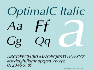 OptimalC Italic OTF 1.0;PS 1.000;Core 116;AOCW 1.0 161图片样张