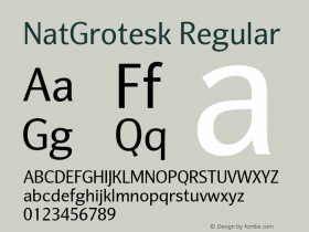 NatGrotesk Regular Version 1.000 2007 initial release图片样张