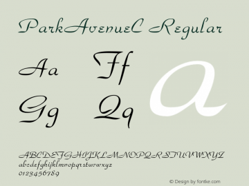 ParkAvenueC Regular OTF 1.0;PS 1.000;Core 116;AOCW 1.0 161 Font Sample