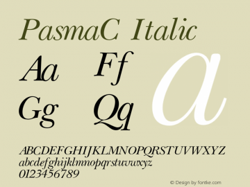 PasmaC Italic OTF 1.0;PS 1.000;Core 116;AOCW 1.0 161 Font Sample