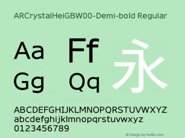 ARCrystalHeiGBW00-Demi-bold Regular Version 1.00 Font Sample