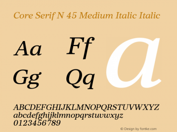 Core Serif N 45 Medium Italic Italic Version 1.000图片样张