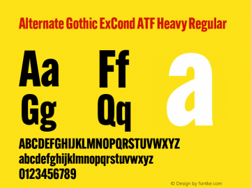 Alternate Gothic ExCond ATF Heavy Regular Version 1.002图片样张