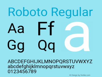 Roboto Regular Version 2.134; 2016; ttfautohint (v1.4.1) Font Sample