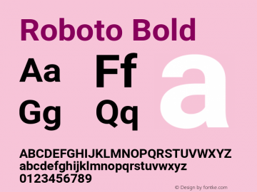 Roboto Bold Version 2.134; 2016; ttfautohint (v1.4.1) Font Sample