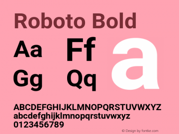 Roboto Bold Version 2.134; 2016; ttfautohint (v1.4.1) Font Sample