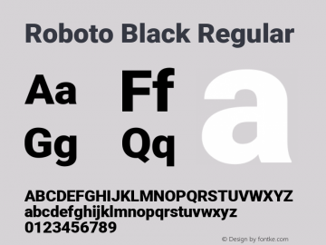 Roboto Black Regular Version 2.134; 2016; ttfautohint (v1.4.1) Font Sample
