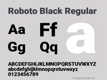 Roboto Black Regular Version 2.134; 2016; ttfautohint (v1.4.1)图片样张