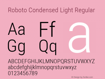 Roboto Condensed Light Regular Version 2.134; 2016; ttfautohint (v1.4.1)图片样张