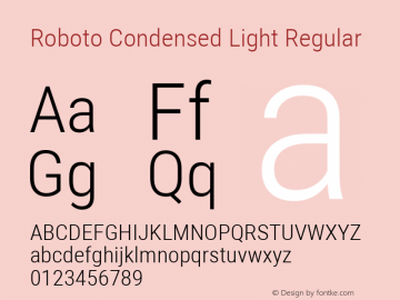 Roboto Condensed Light Regular Version 2.134; 2016; ttfautohint (v1.4.1)图片样张