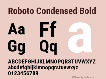 Roboto Condensed Bold Version 2.134; 2016; ttfautohint (v1.4.1) Font Sample