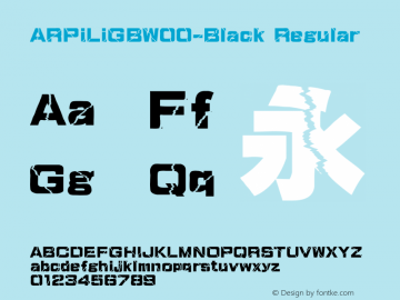 ARPiLiGBW00-Black Regular Version 1.00 Font Sample