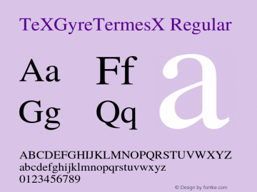 TeXGyreTermesX Regular Version 2.004;PS 2.004;hotconv 1.0.49;makeotf.lib2.0.14853 Font Sample