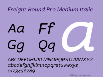 Freight Round Pro Medium Italic Version 1.000 Font Sample