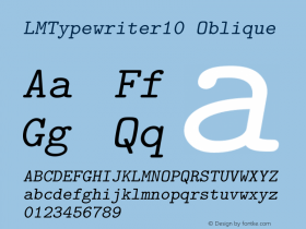 LMTypewriter10 Oblique Version 1.010 Font Sample