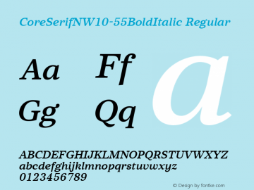 CoreSerifNW10-55BoldItalic Regular Version 1.00图片样张