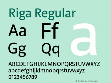 Riga Regular Version 1.001;PS 1.000;hotconv 1.0.72;makeotf.lib2.5.5900图片样张