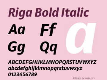 Riga Bold Italic Version 1.001;PS 1.000;hotconv 1.0.72;makeotf.lib2.5.5900 Font Sample