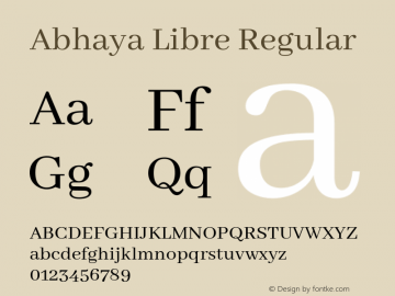 Abhaya Libre Regular Version 1.041; ; ttfautohint (v1.5) Font Sample