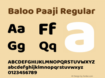 Baloo Paaji Regular Version 1.101;PS 1.000;hotconv 1.0.88;makeotf.lib2.5.647800; ttfautohint (v1.5) Font Sample