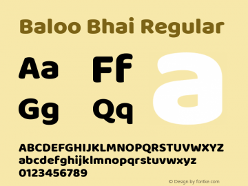 Baloo Bhai Regular Version 1.100;PS 1.000;hotconv 1.0.88;makeotf.lib2.5.647800; ttfautohint (v1.5) Font Sample