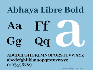 Abhaya Libre Bold Version 1.041; ; ttfautohint (v1.5) Font Sample