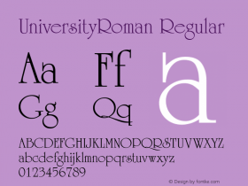 UniversityRoman Regular Converted from D:\FONTTEMP\UR______.TF1 by ALLTYPE图片样张