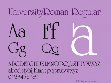 UniversityRoman Regular Converted from D:\FONTTEMP\UR______.TF1 by ALLTYPE Font Sample