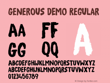 Generous DEMO Regular Version 1.000 Font Sample