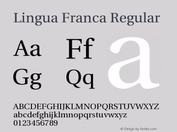 Lingua Franca Regular Version 1.12 Font Sample