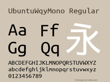 UbuntuWqyMono Regular Version 0.80 Font Sample