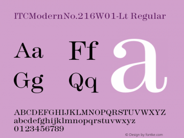 ITCModernNo.216W01-Lt Regular Version 1.00 Font Sample